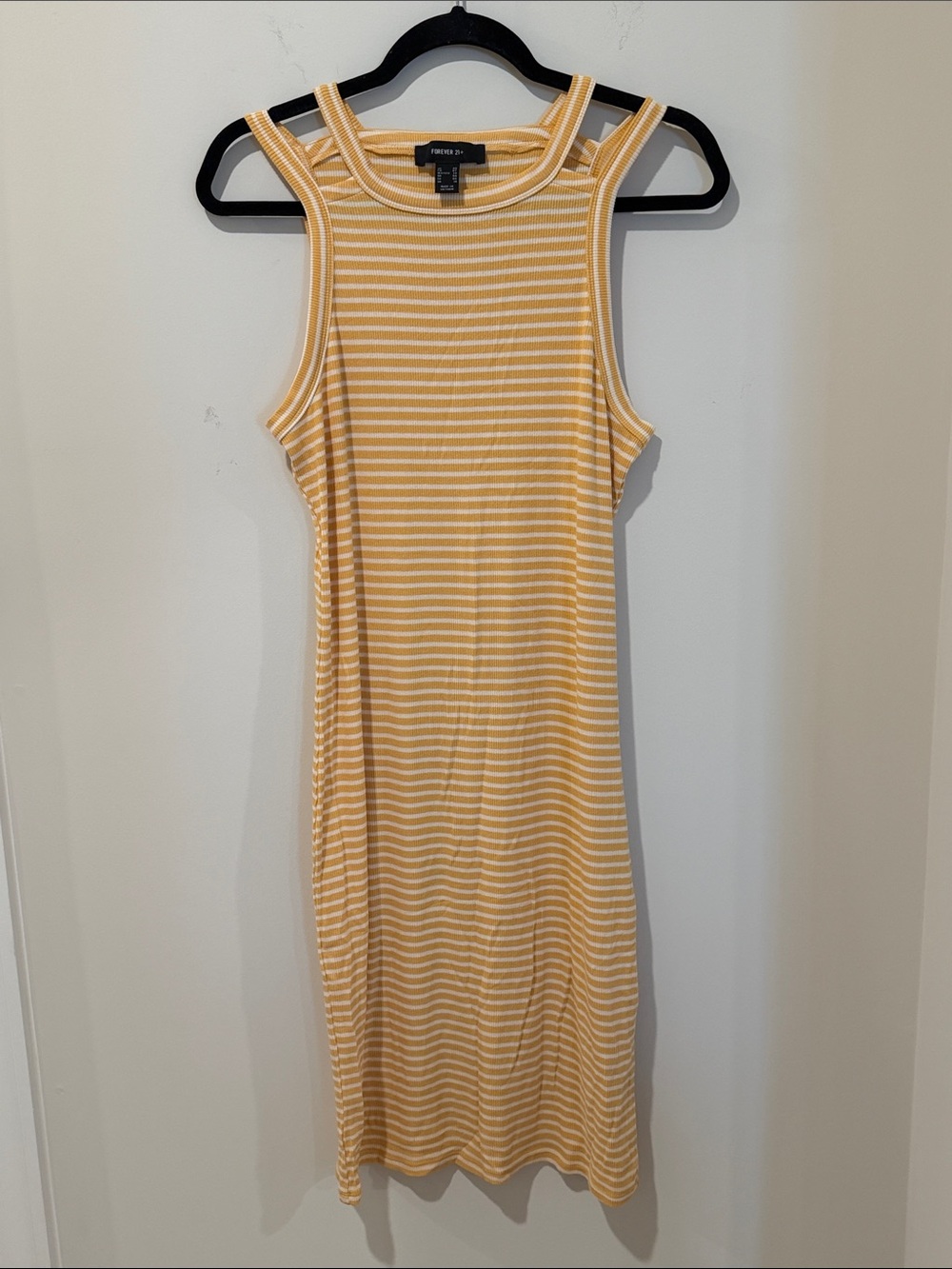 Forever 21 Yellow & White Striped Ribbed Midi Dress - Picture 3 of 5